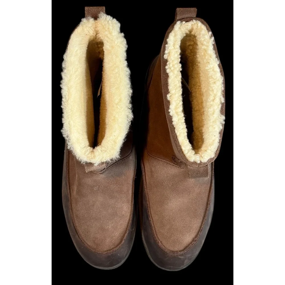 Manitobah Men's Waterproof Mesa Pull-On Leather Boots Shearling Lining Sz 11.5